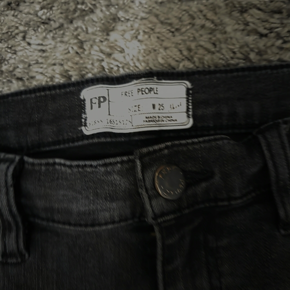 Free People Black Distressed Cropped Jeans - Picture 3 of 5